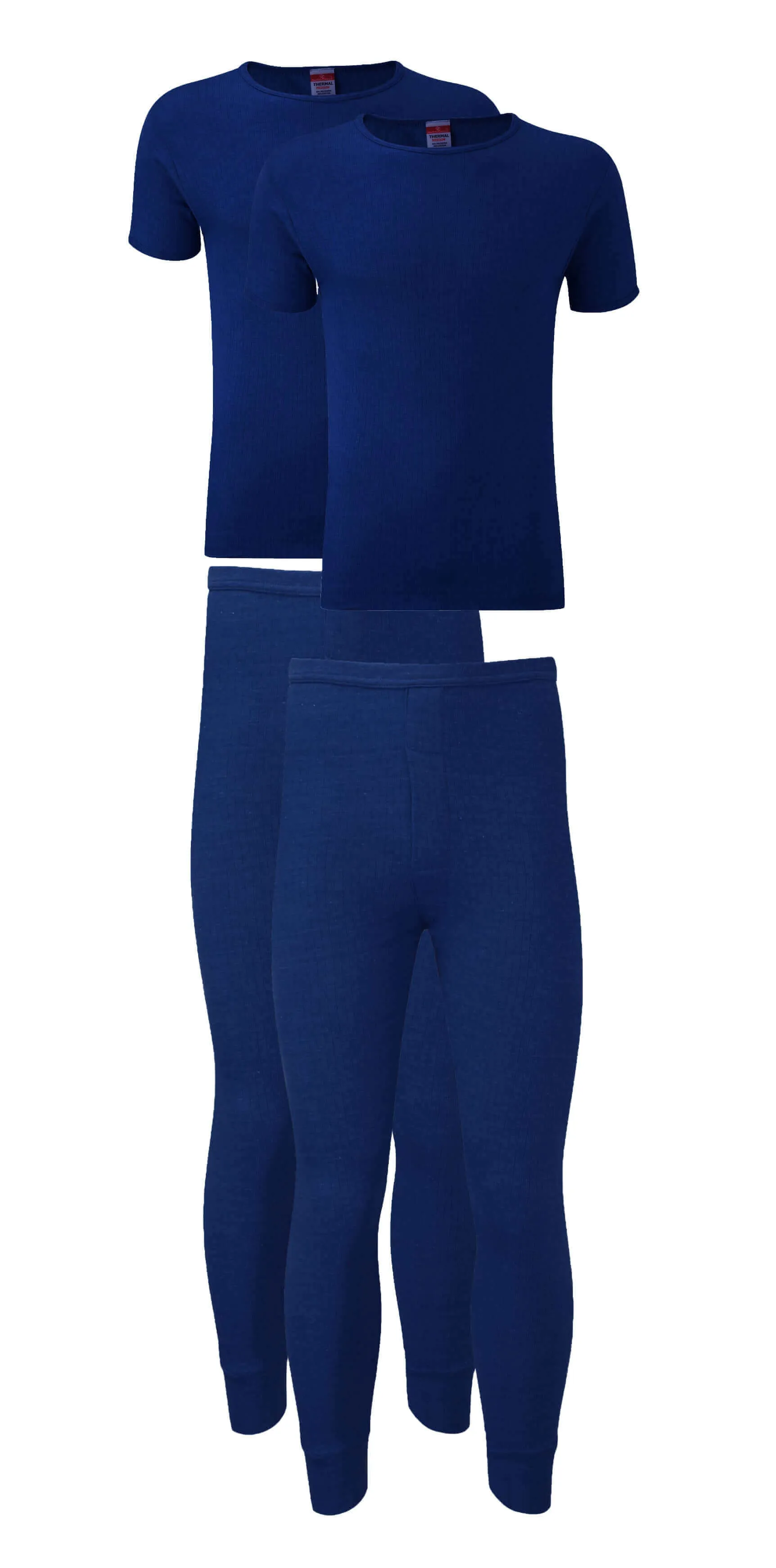 Pack of 2 Mens Thermal Underwear Set Top and Bottom Warm Baselayer for Winter Outdoor Sports in Black Grey Navy White Small to Large by Heatwave Thermalwear
