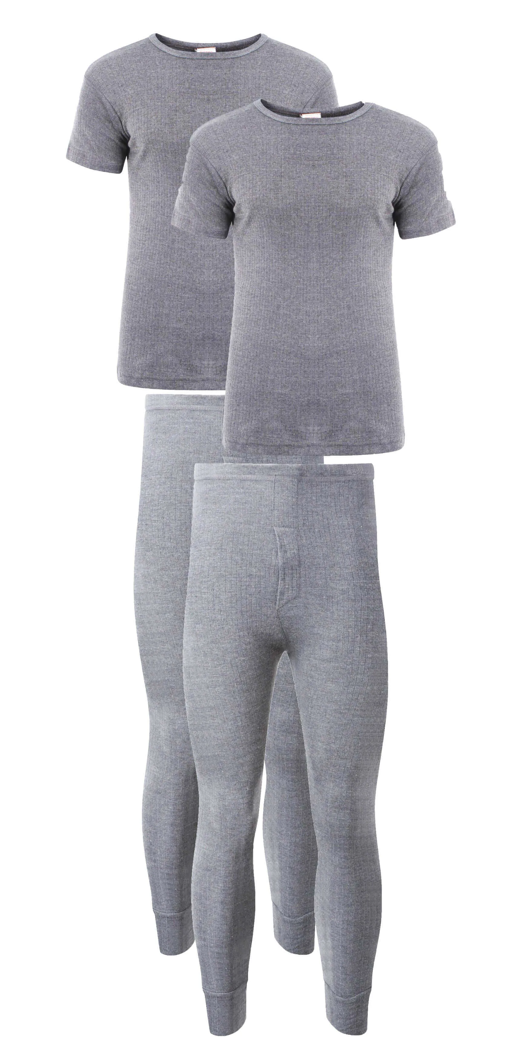 Pack of 2 Mens Thermal Underwear Set Top and Bottom Warm Baselayer for Winter Outdoor Sports in Black Grey Navy White Small to Large by Heatwave Thermalwear
