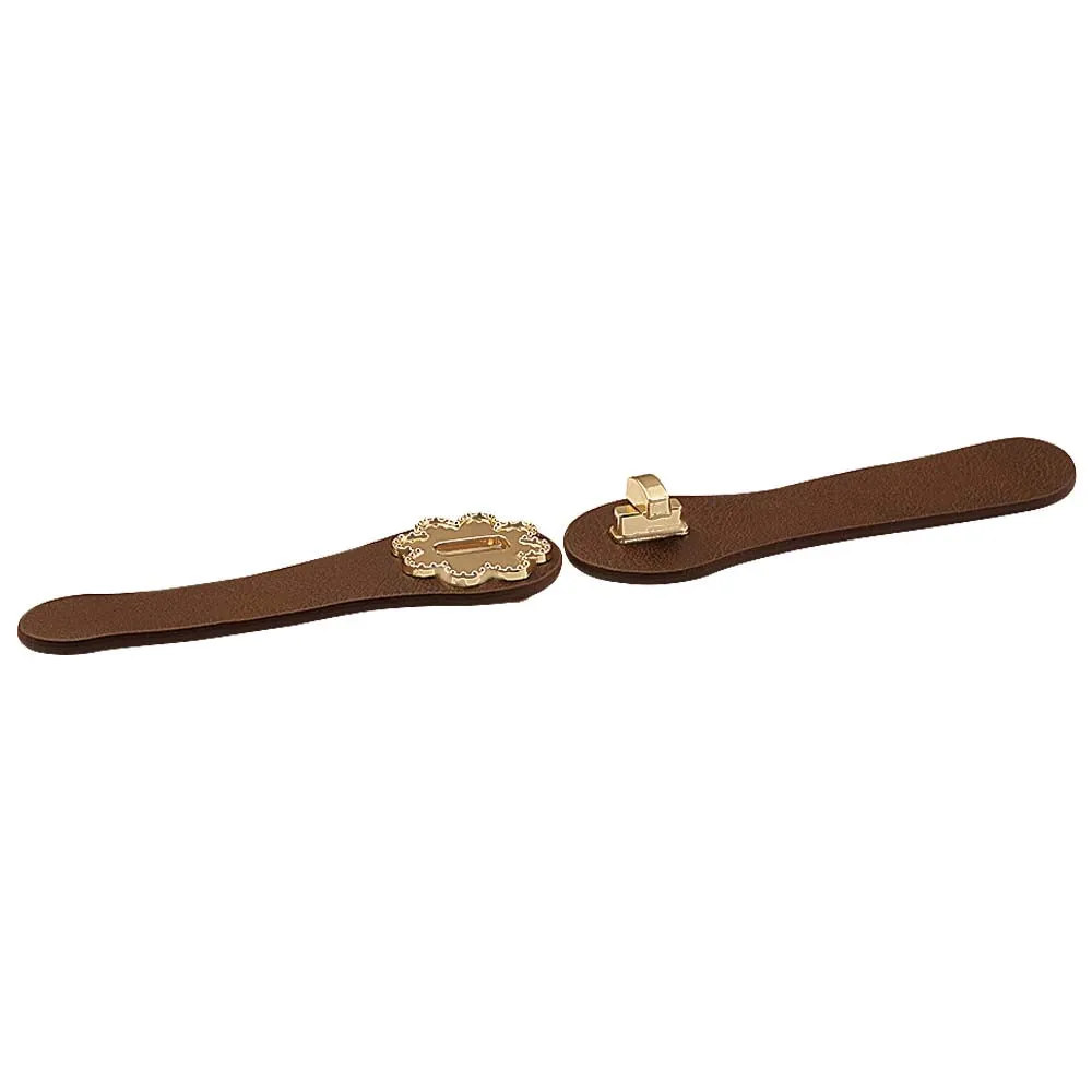 Premium Metallic Gold Flower Closure Clasp PU Belt Buckle
