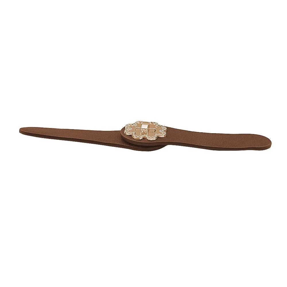 Premium Metallic Gold Flower Closure Clasp PU Belt Buckle