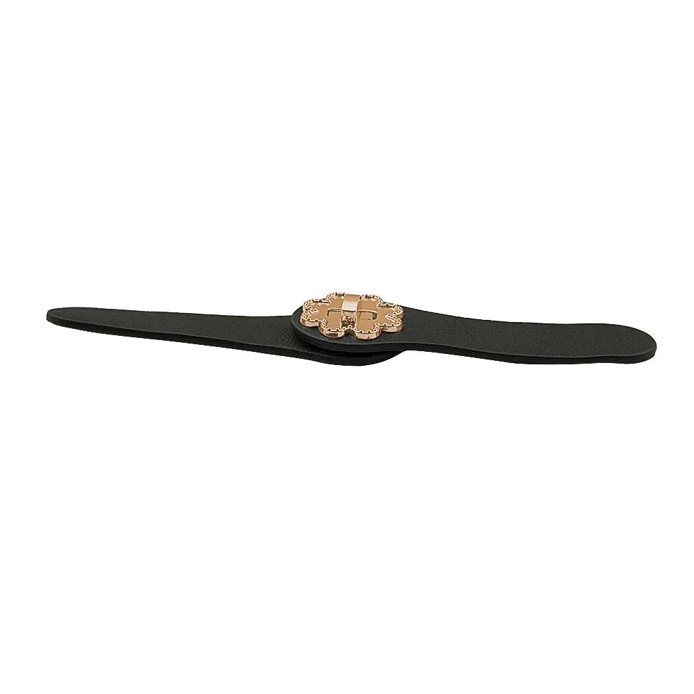 Premium Metallic Gold Flower Closure Clasp PU Belt Buckle