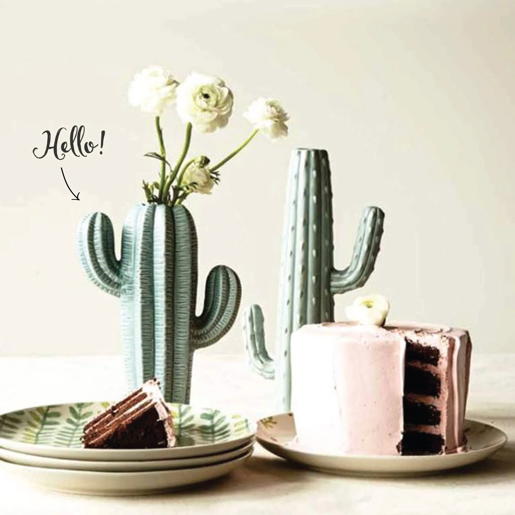 Stoneware Cactus Vase #1