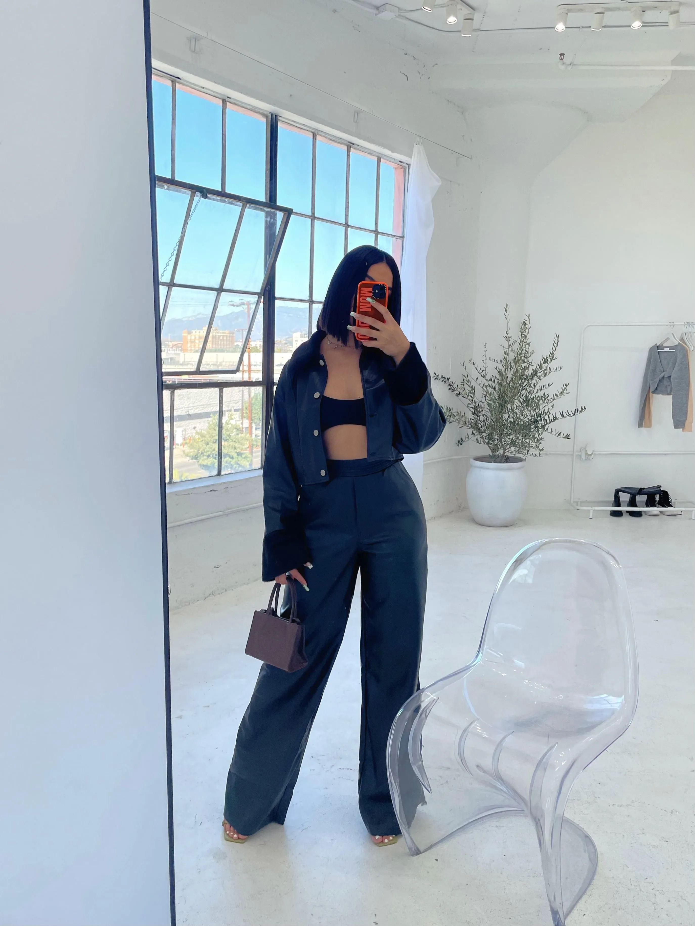 trina faux fur/leather jacket (BLACK)