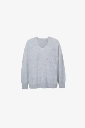 V Neck Cashmere Sweater Rock Gray