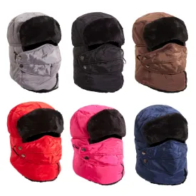Versatile Winter Trapper Hat with Removable Face Cover Adjustable Ear Flaps Showerproof Fur Lined Ideal for Skiing Snowboarding Hiking by Heatwave Thermalwear
