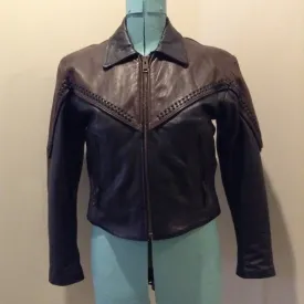 Vintage Hot Leathers Brown and Black Moto Jacket