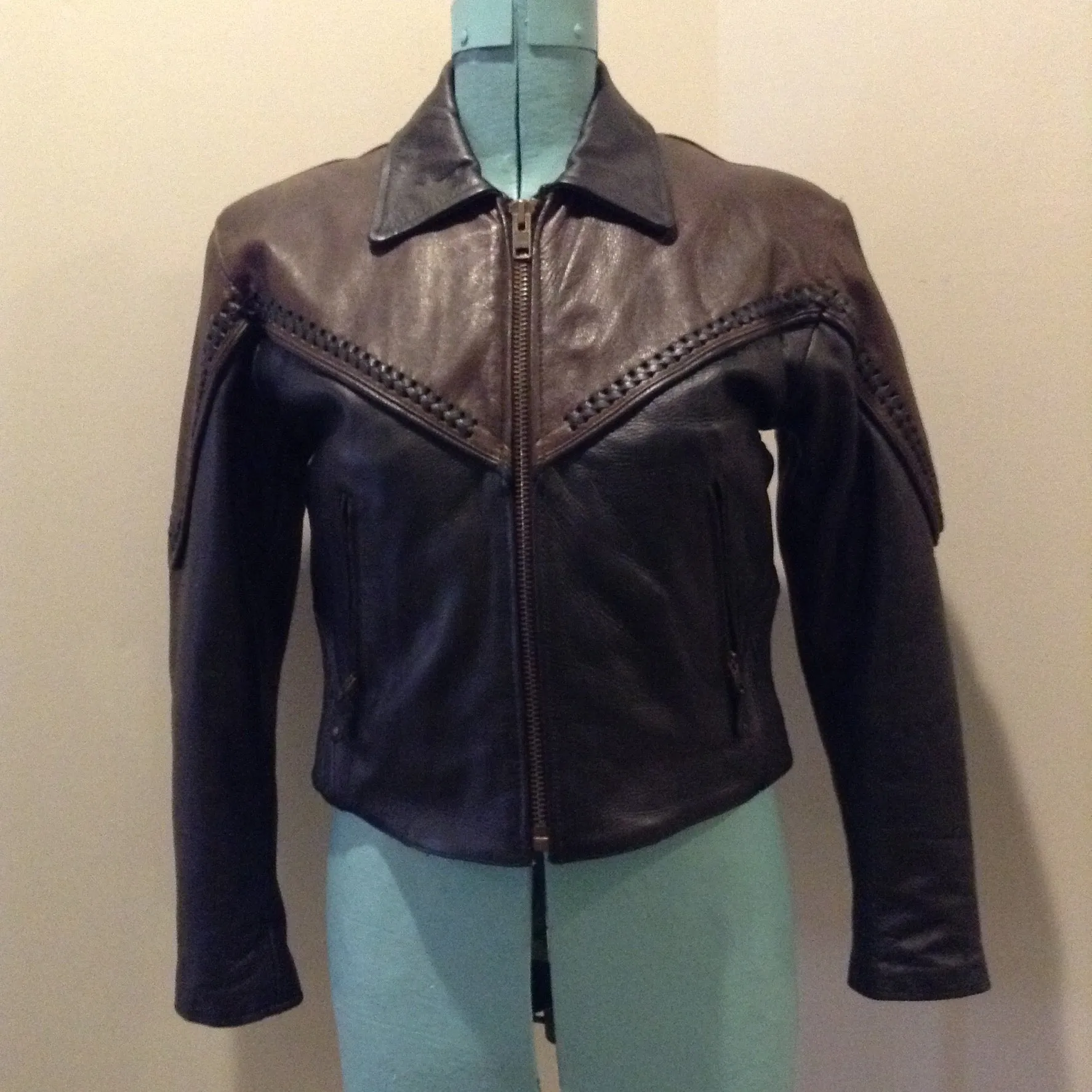 Vintage Hot Leathers Brown and Black Moto Jacket