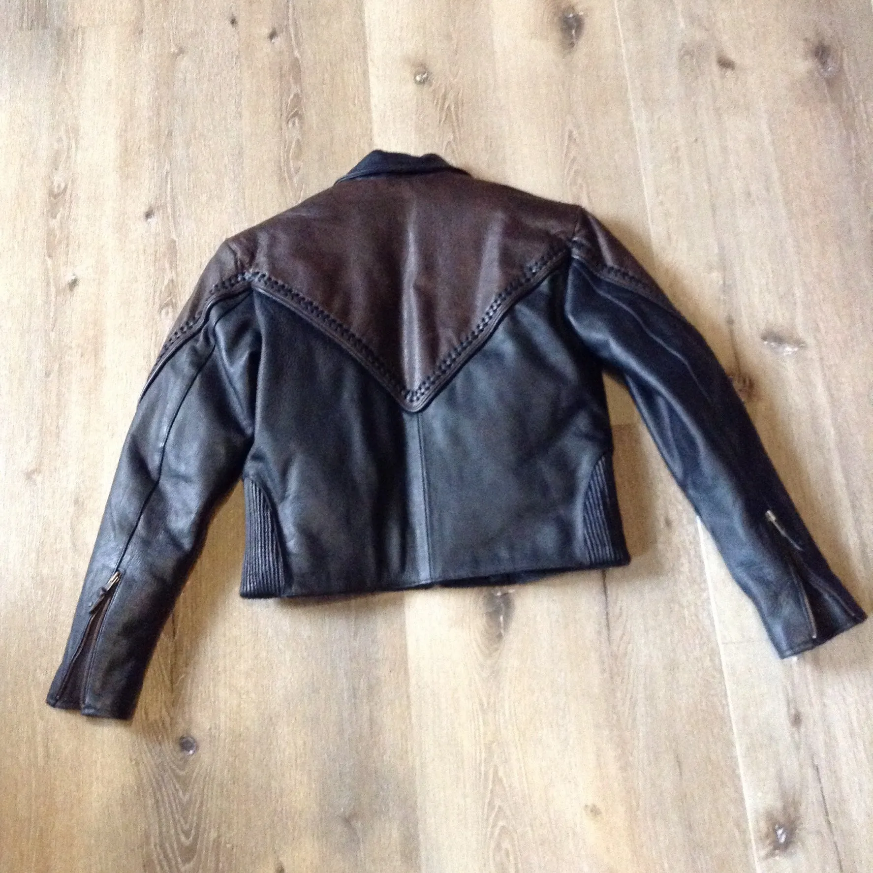 Vintage Hot Leathers Brown and Black Moto Jacket