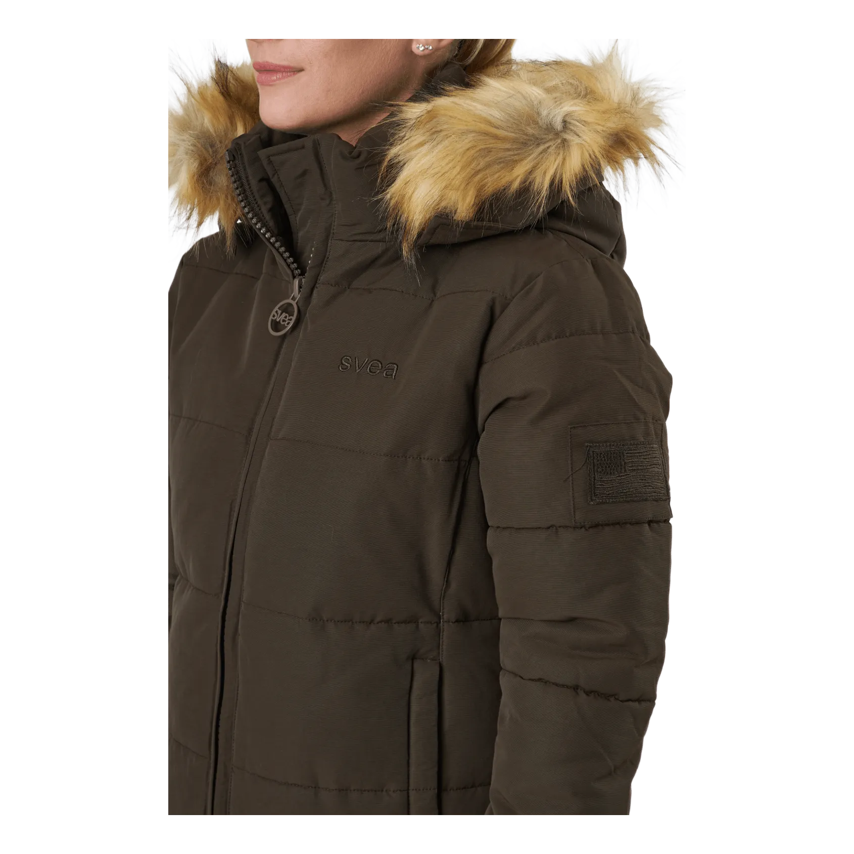 W. Long Slim Padded Parka Brownie Bit