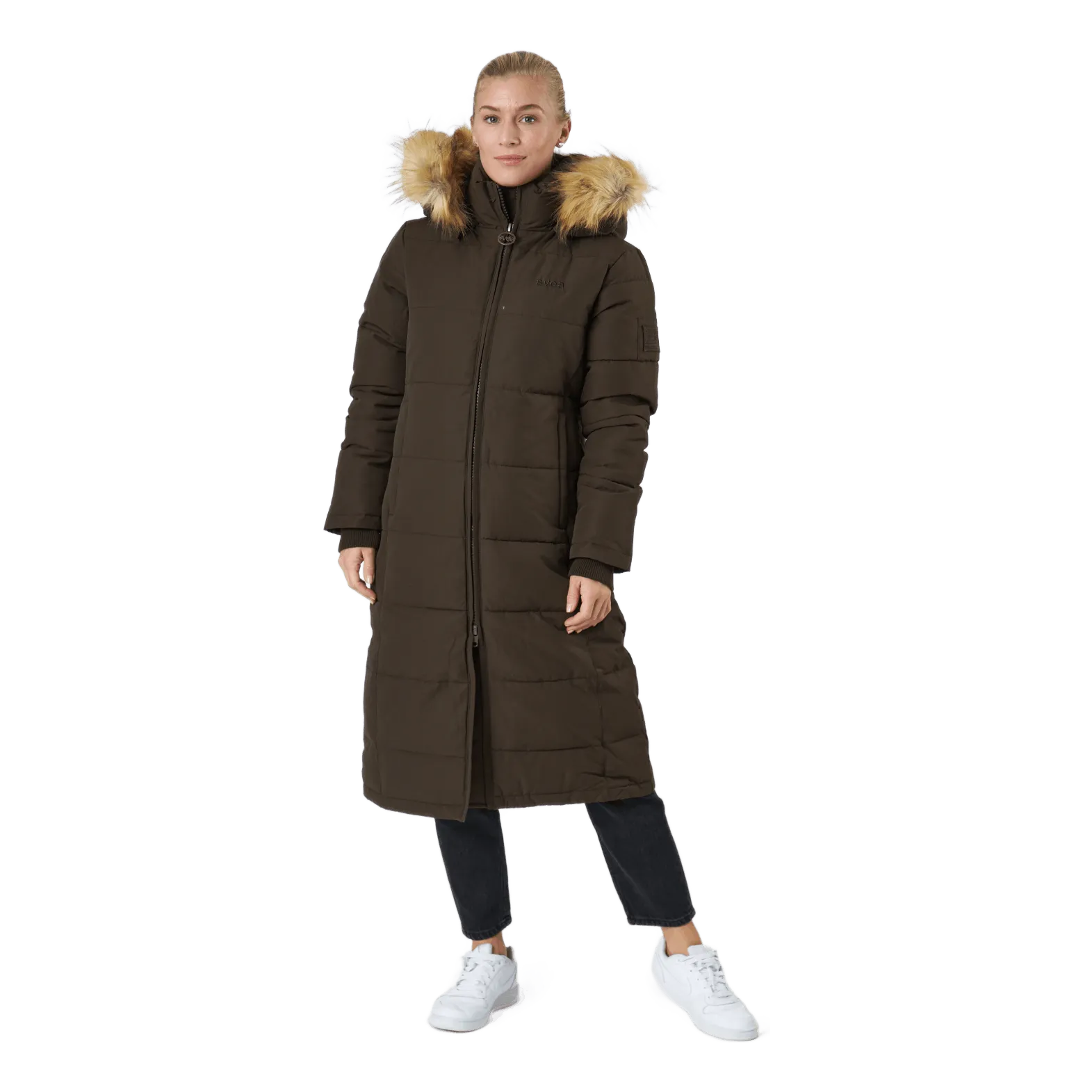 W. Long Slim Padded Parka Brownie Bit