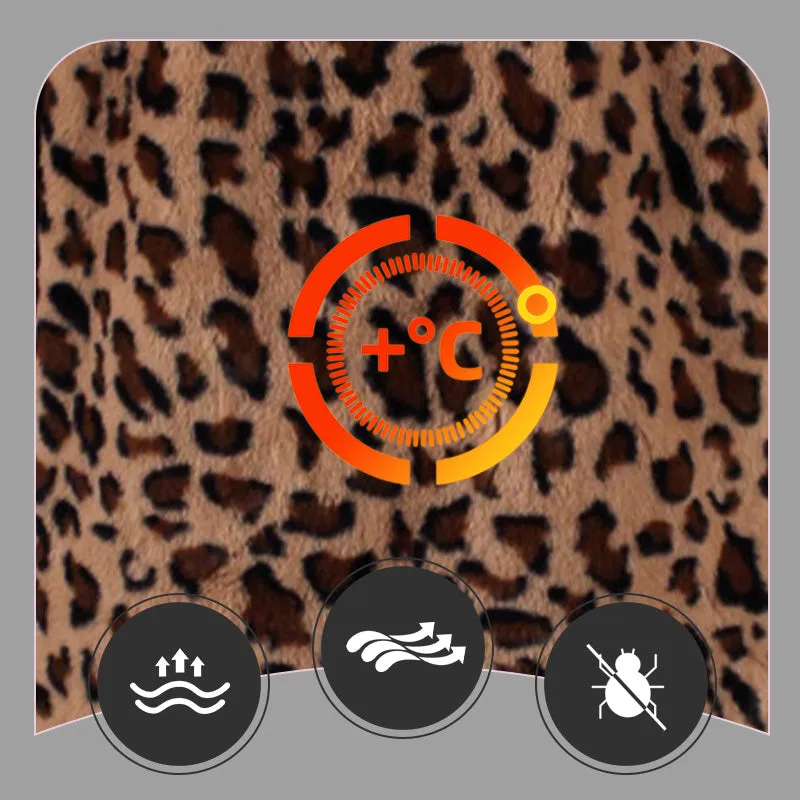✨Winter Offer💖Women's Warm Leopard Print Faux Fur Coat