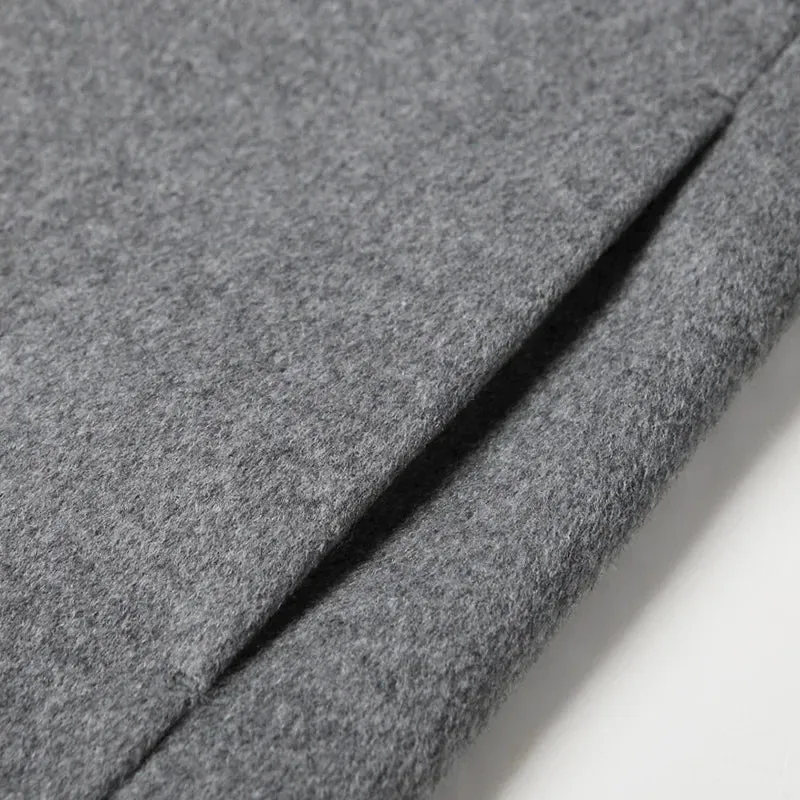 Wollanteil 51 % Wollmantel für Herren, mittlere und lange Kaschmirjacke, Jugend, schmaler Anzugkragen, Woll-Trenchcoat, Wintermantel für Herren