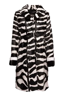 Zebra Print Horizontal Kidskin & Mink Fur Coat